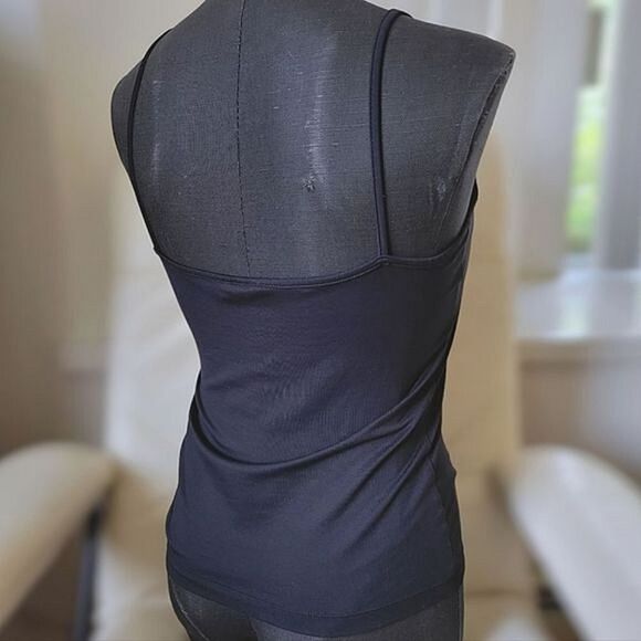 Vtg 90s MEXX black shirred v-neck camisole - Picture 2 of 12